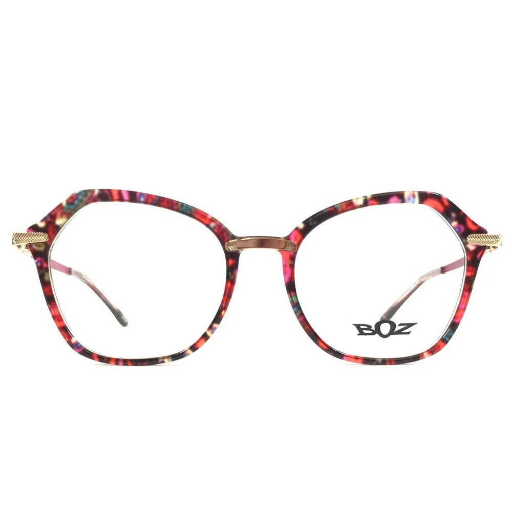 BOZ Eyeglasses Frames IXELLE 3080 Flower Pink Shiny Gold Red Butterfly 53-18-135